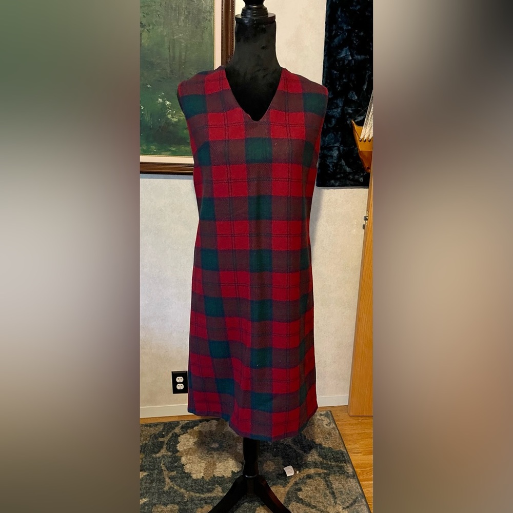 Vintage plaid wool handmade dress